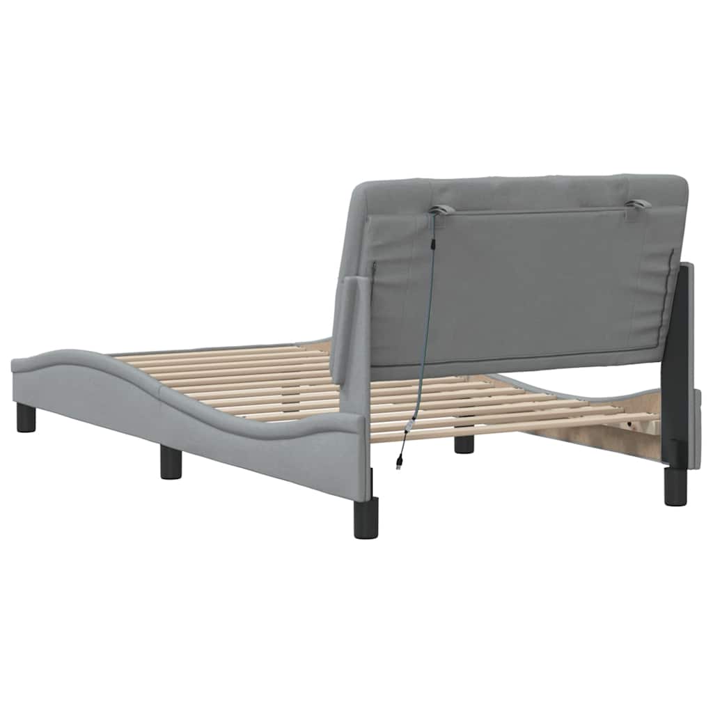 Bedframe met LED zonder matras stof 100x200 cm lichtgrijs is nu te koop bij PeponiXL, paradijselijk wonen!