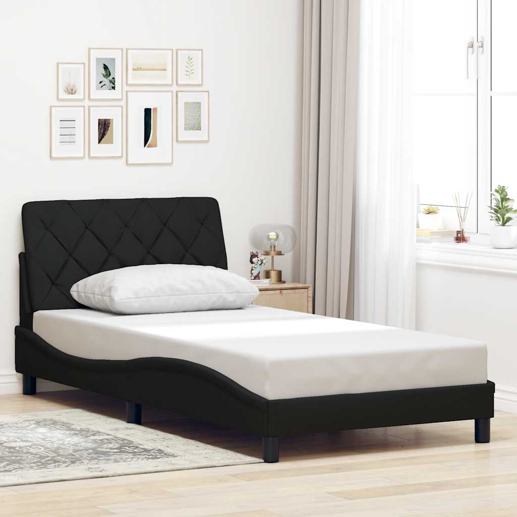 Bedframe met LED zonder matras 100x200 cm stof zwart is nu te koop bij PeponiXL, paradijselijk wonen!