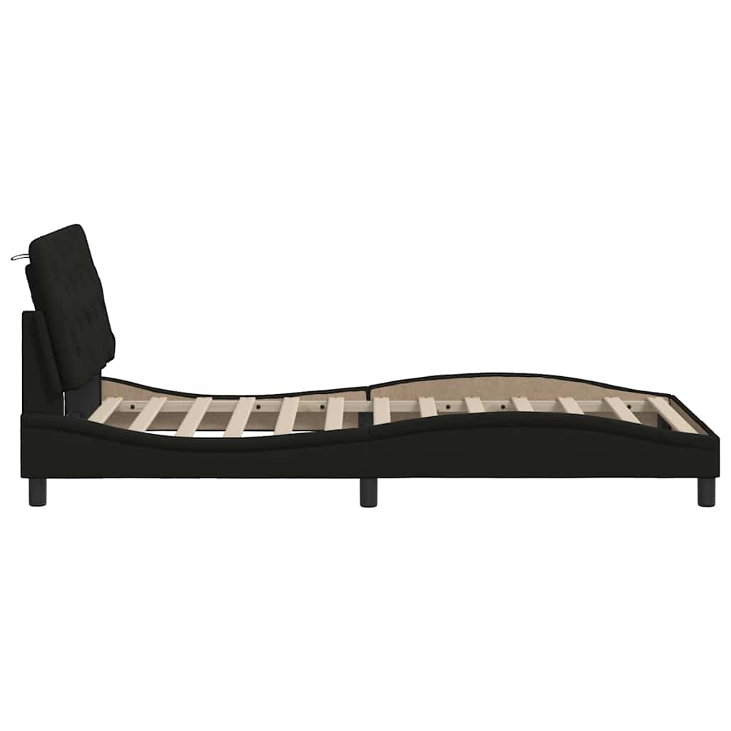 Bedframe met LED zonder matras 100x200 cm stof zwart is nu te koop bij PeponiXL, paradijselijk wonen!