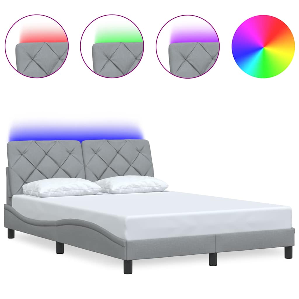 Bedframe met LED zonder matras 120x200 cm stof lichtgrijs is nu te koop bij PeponiXL, paradijselijk wonen!