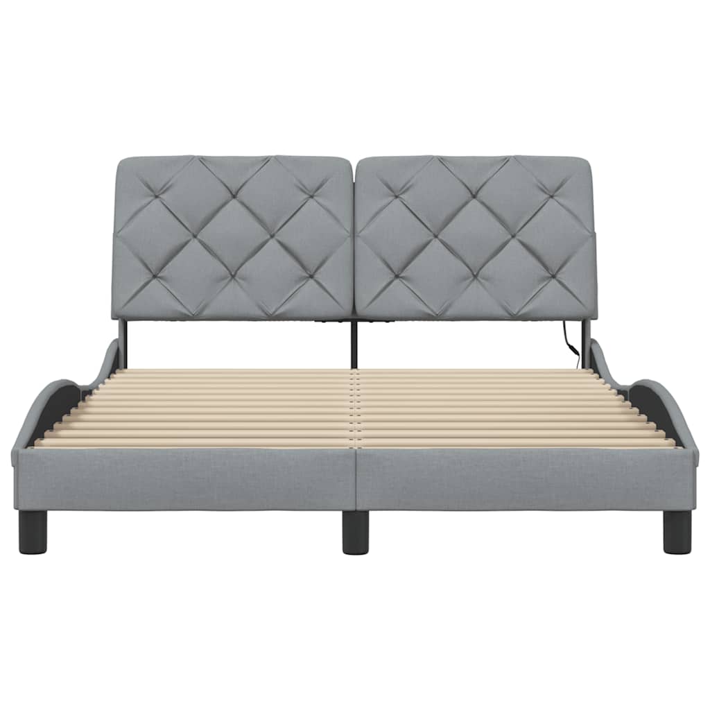 Bedframe met LED zonder matras 120x200 cm stof lichtgrijs is nu te koop bij PeponiXL, paradijselijk wonen!