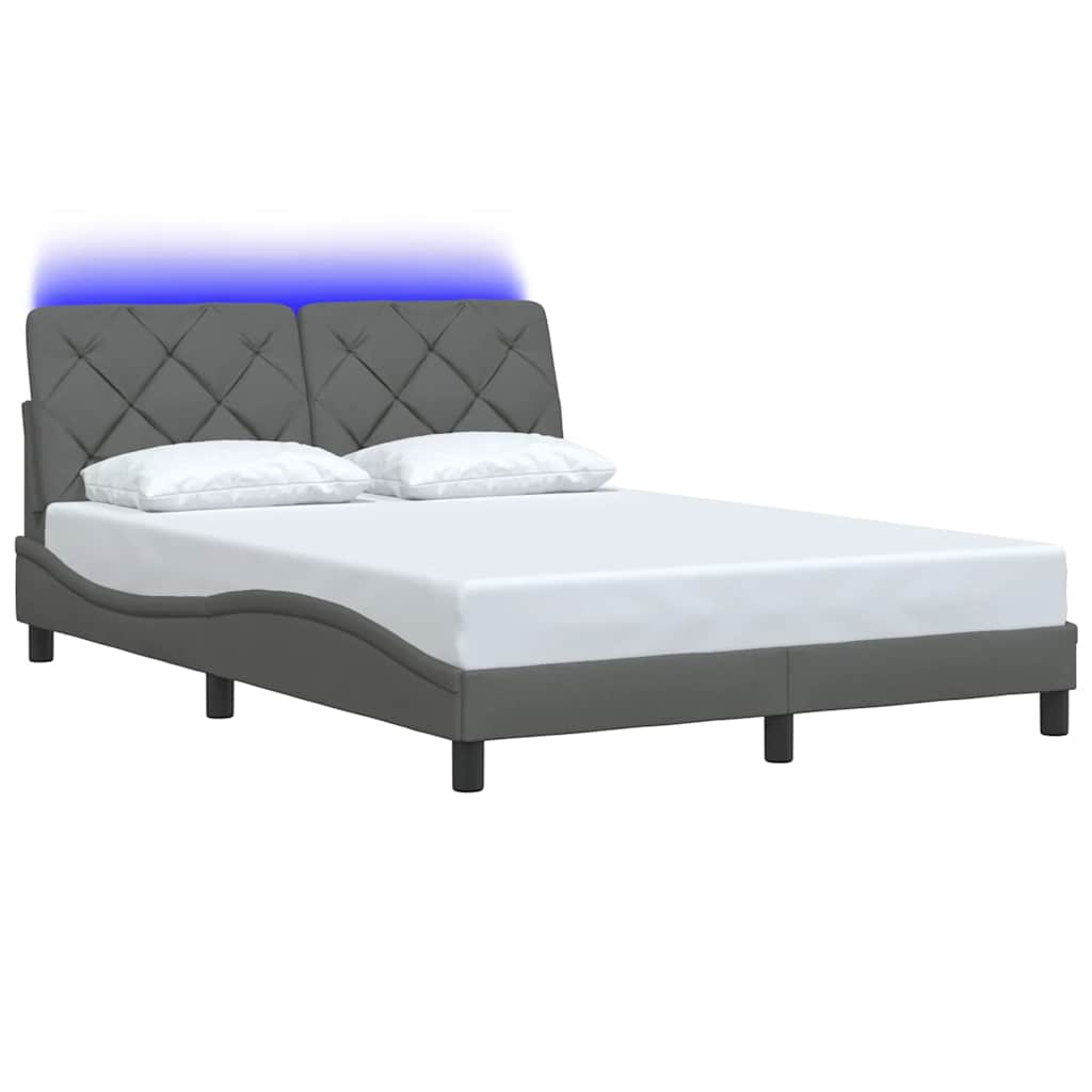 Bedframe met LED zonder matras 120x200 cm stof donkergrijs is nu te koop bij PeponiXL, paradijselijk wonen!
