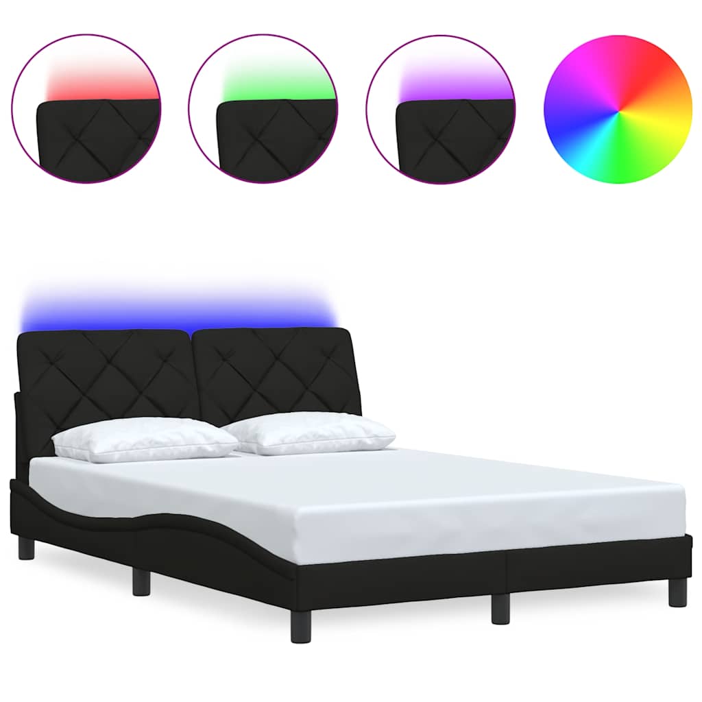 Bedframe met LED zonder matras 120x200 cm stof zwart is nu te koop bij PeponiXL, paradijselijk wonen!