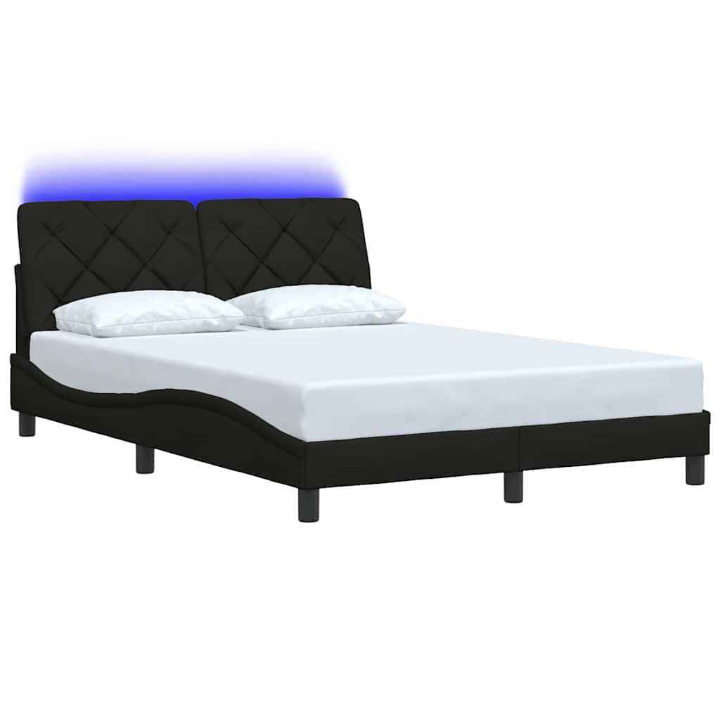 Bedframe met LED zonder matras 120x200 cm stof zwart is nu te koop bij PeponiXL, paradijselijk wonen!