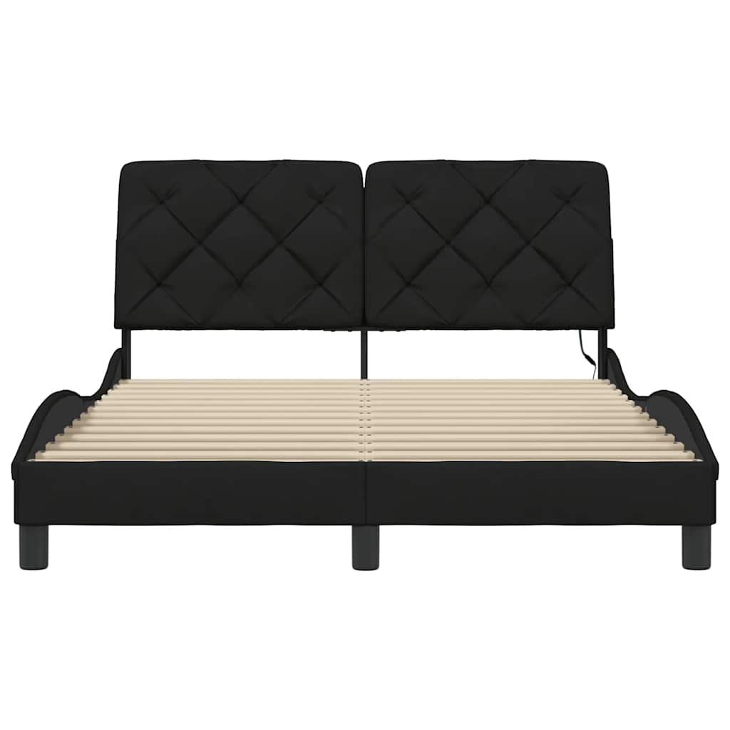 Bedframe met LED zonder matras 120x200 cm stof zwart is nu te koop bij PeponiXL, paradijselijk wonen!