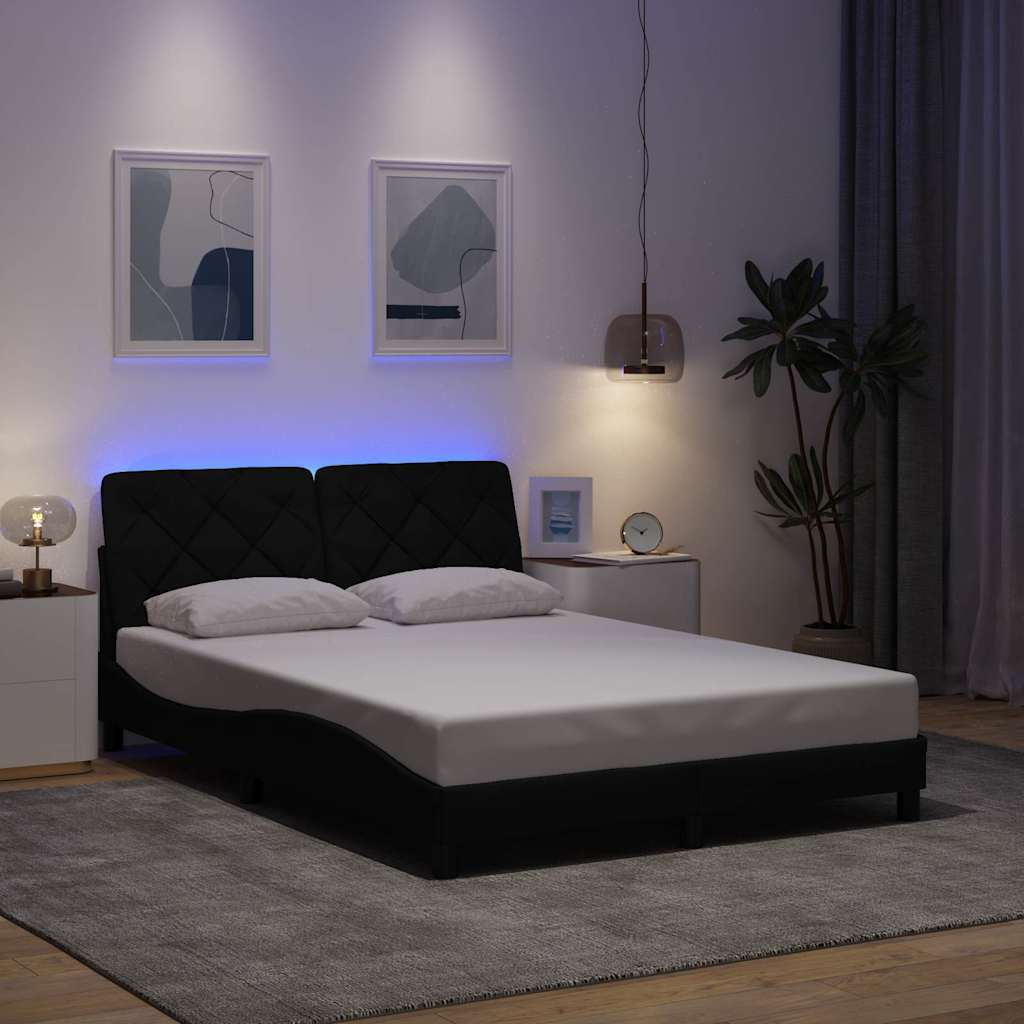 Bedframe met LED zonder matras 120x200 cm stof zwart is nu te koop bij PeponiXL, paradijselijk wonen!