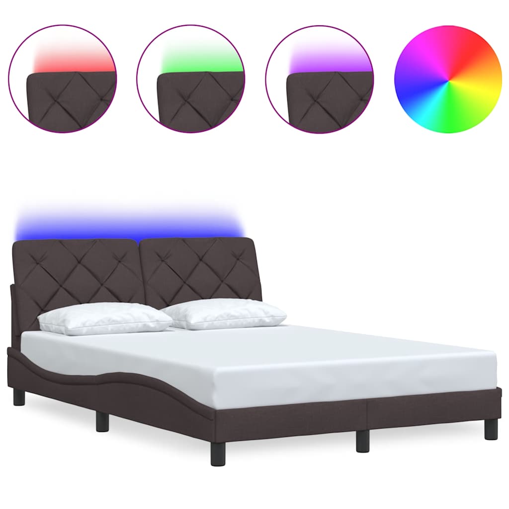 Bedframe met LED zonder matras 120x200 cm stof donkerbruin is nu te koop bij PeponiXL, paradijselijk wonen!