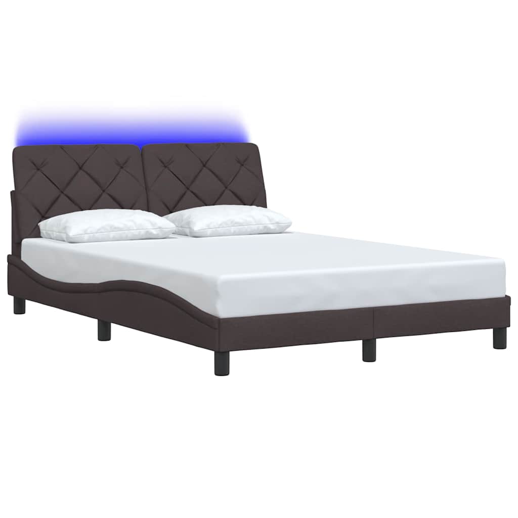 Bedframe met LED zonder matras 120x200 cm stof donkerbruin is nu te koop bij PeponiXL, paradijselijk wonen!