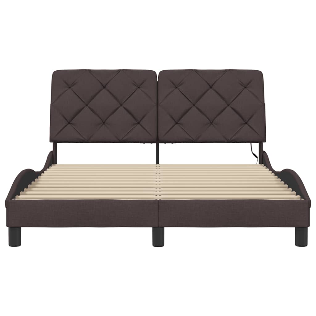 Bedframe met LED zonder matras 120x200 cm stof donkerbruin is nu te koop bij PeponiXL, paradijselijk wonen!