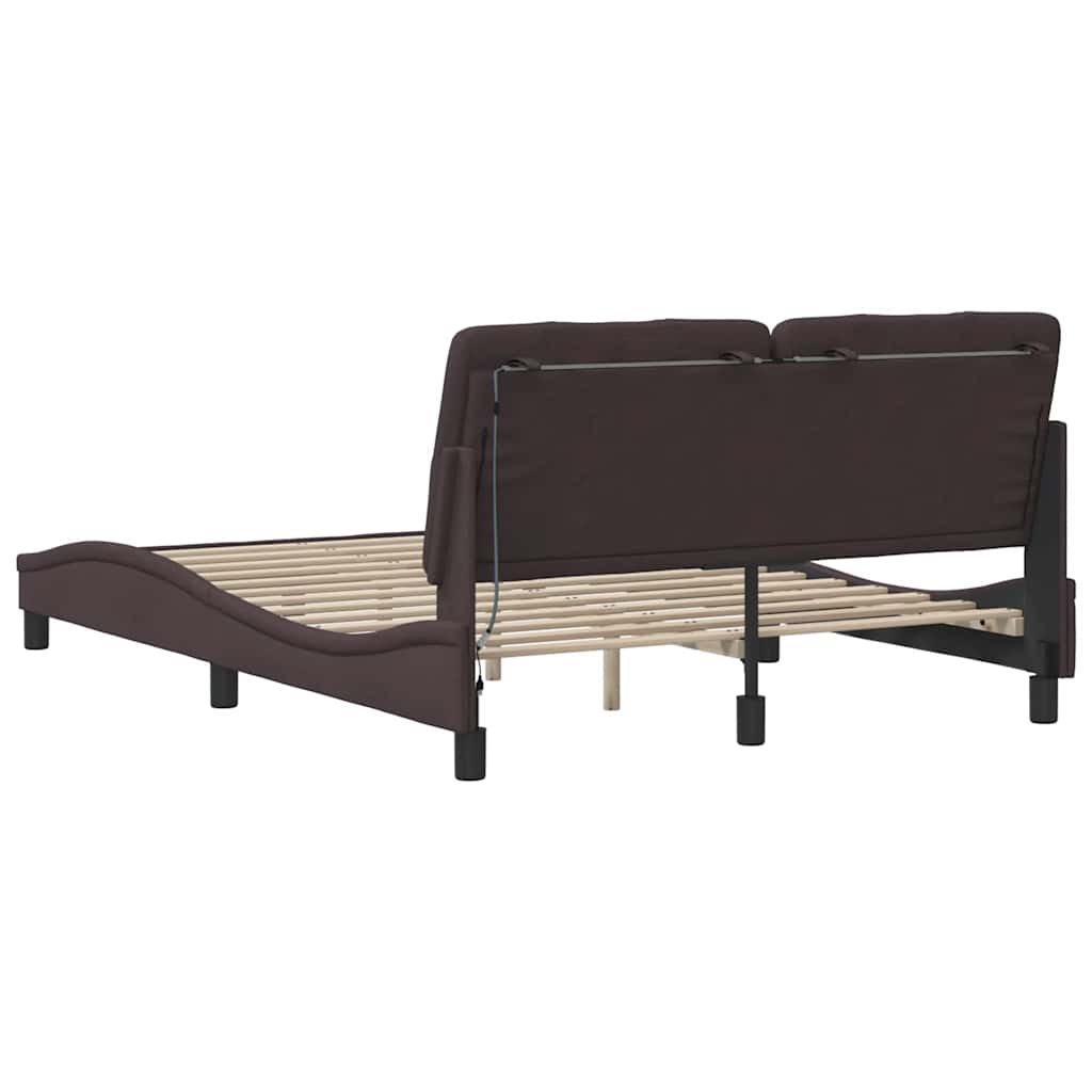 Bedframe met LED zonder matras 120x200 cm stof donkerbruin is nu te koop bij PeponiXL, paradijselijk wonen!
