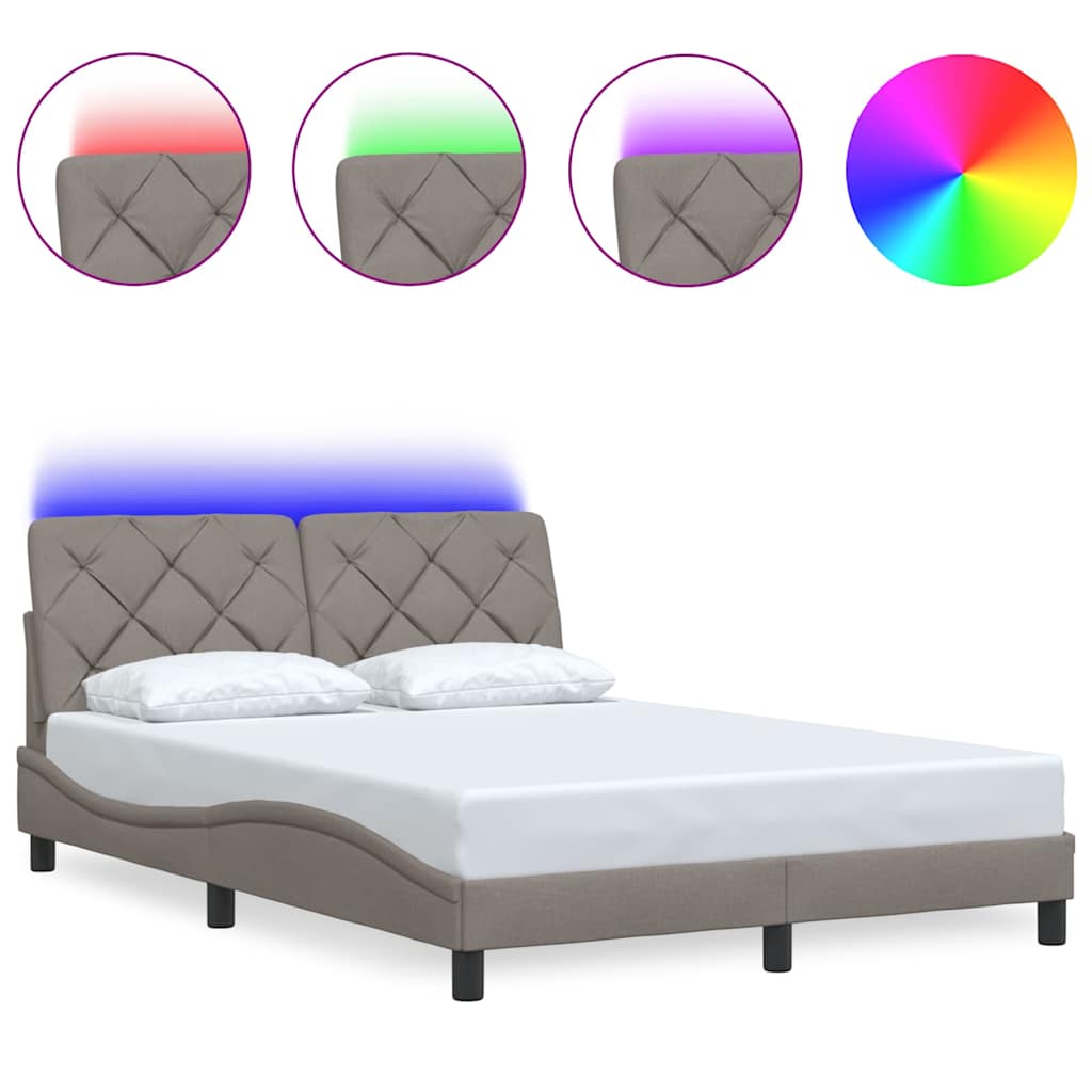 Bedframe met LED zonder matras 120x200 cm stof taupe is nu te koop bij PeponiXL, paradijselijk wonen!