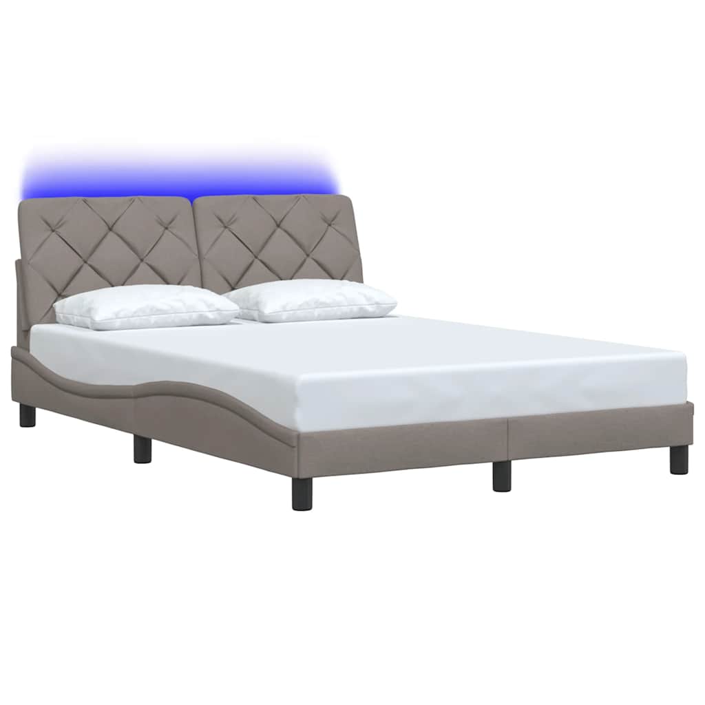 Bedframe met LED zonder matras 120x200 cm stof taupe is nu te koop bij PeponiXL, paradijselijk wonen!