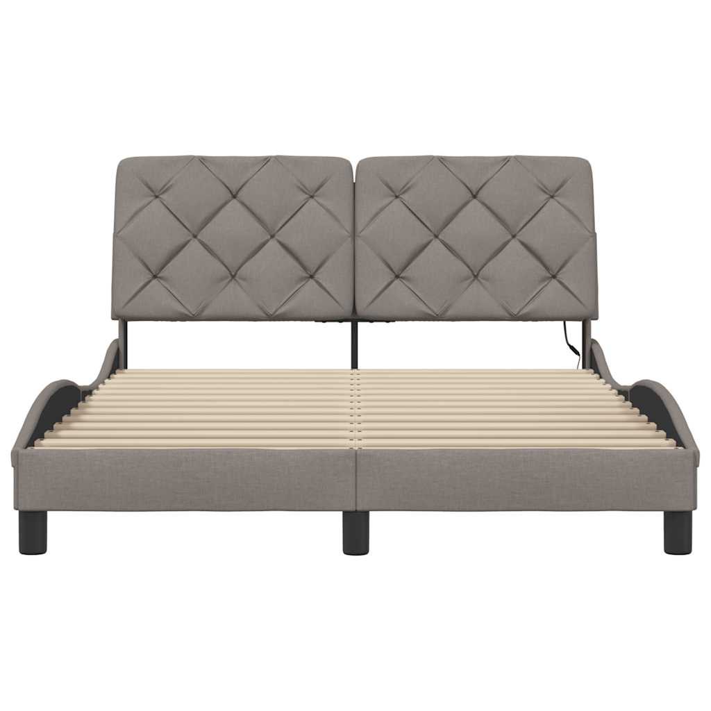 Bedframe met LED zonder matras 120x200 cm stof taupe is nu te koop bij PeponiXL, paradijselijk wonen!