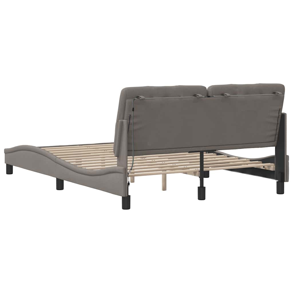 Bedframe met LED zonder matras 120x200 cm stof taupe is nu te koop bij PeponiXL, paradijselijk wonen!