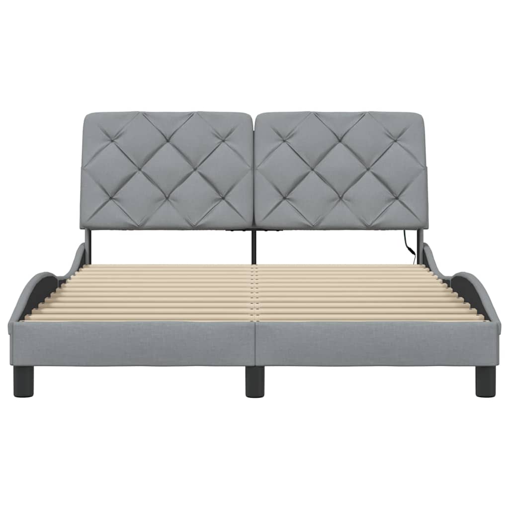 Bedframe met LED zonder matras stof 140x190 cm lichtgrijs is nu te koop bij PeponiXL, paradijselijk wonen!