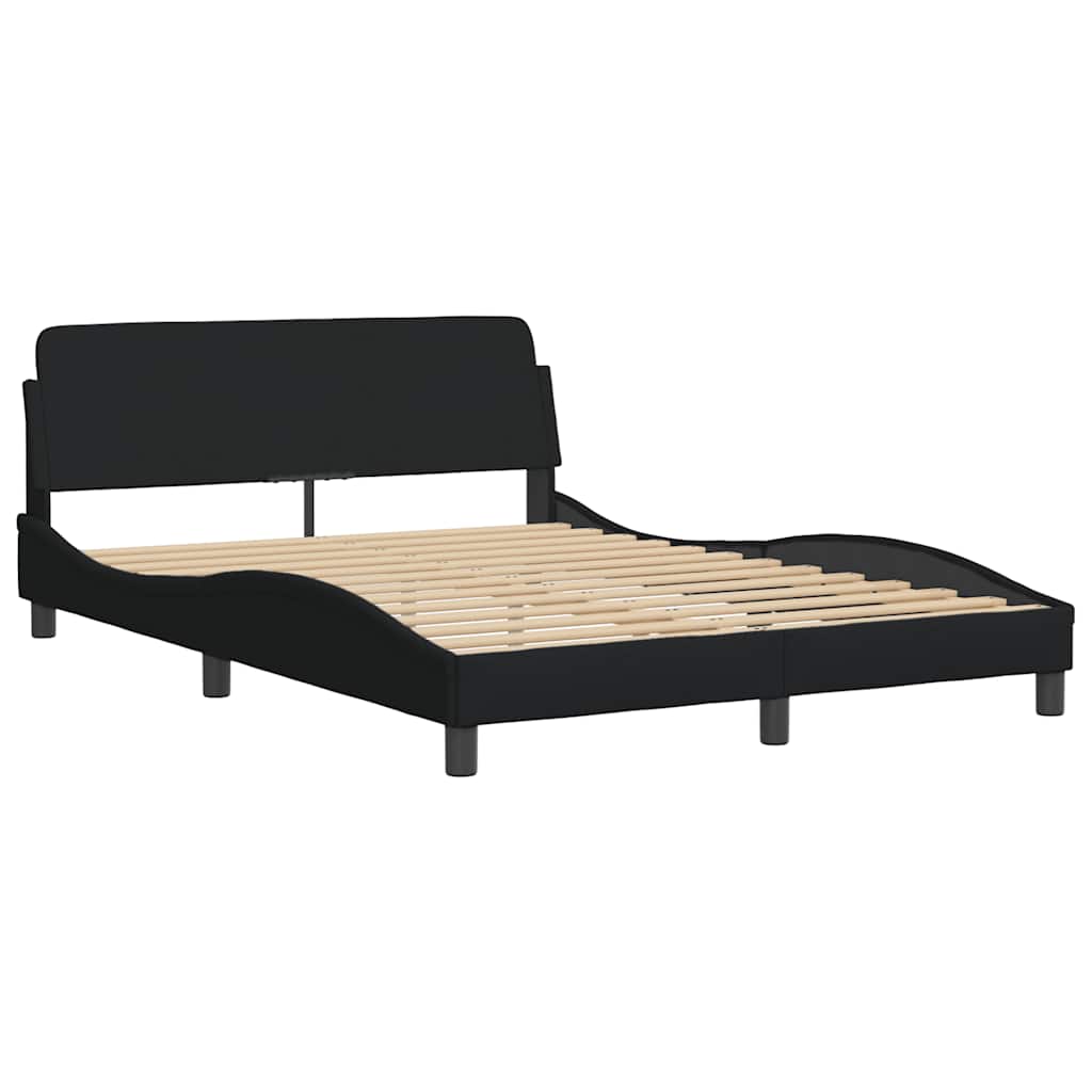 Bedframe met LED zonder matras 140x190 cm stof zwart is nu te koop bij PeponiXL, paradijselijk wonen!