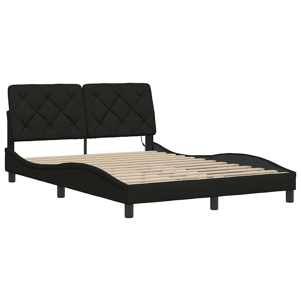 Bedframe met LED zonder matras 140x190 cm stof zwart is nu te koop bij PeponiXL, paradijselijk wonen!