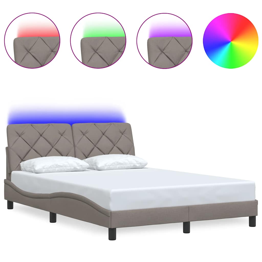 Bedframe met LED zonder matras 140x190 cm stof taupe is nu te koop bij PeponiXL, paradijselijk wonen!