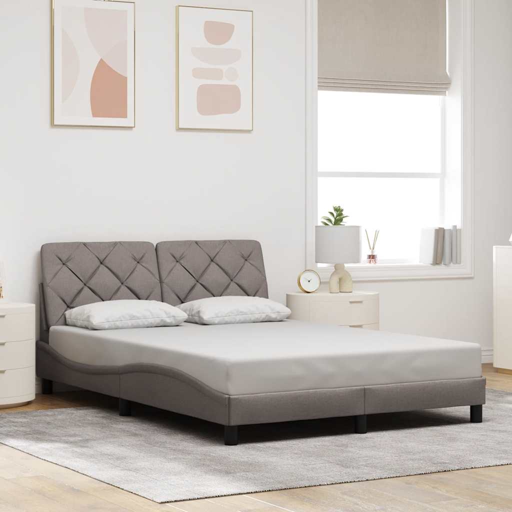 Bedframe met LED zonder matras 140x190 cm stof taupe is nu te koop bij PeponiXL, paradijselijk wonen!