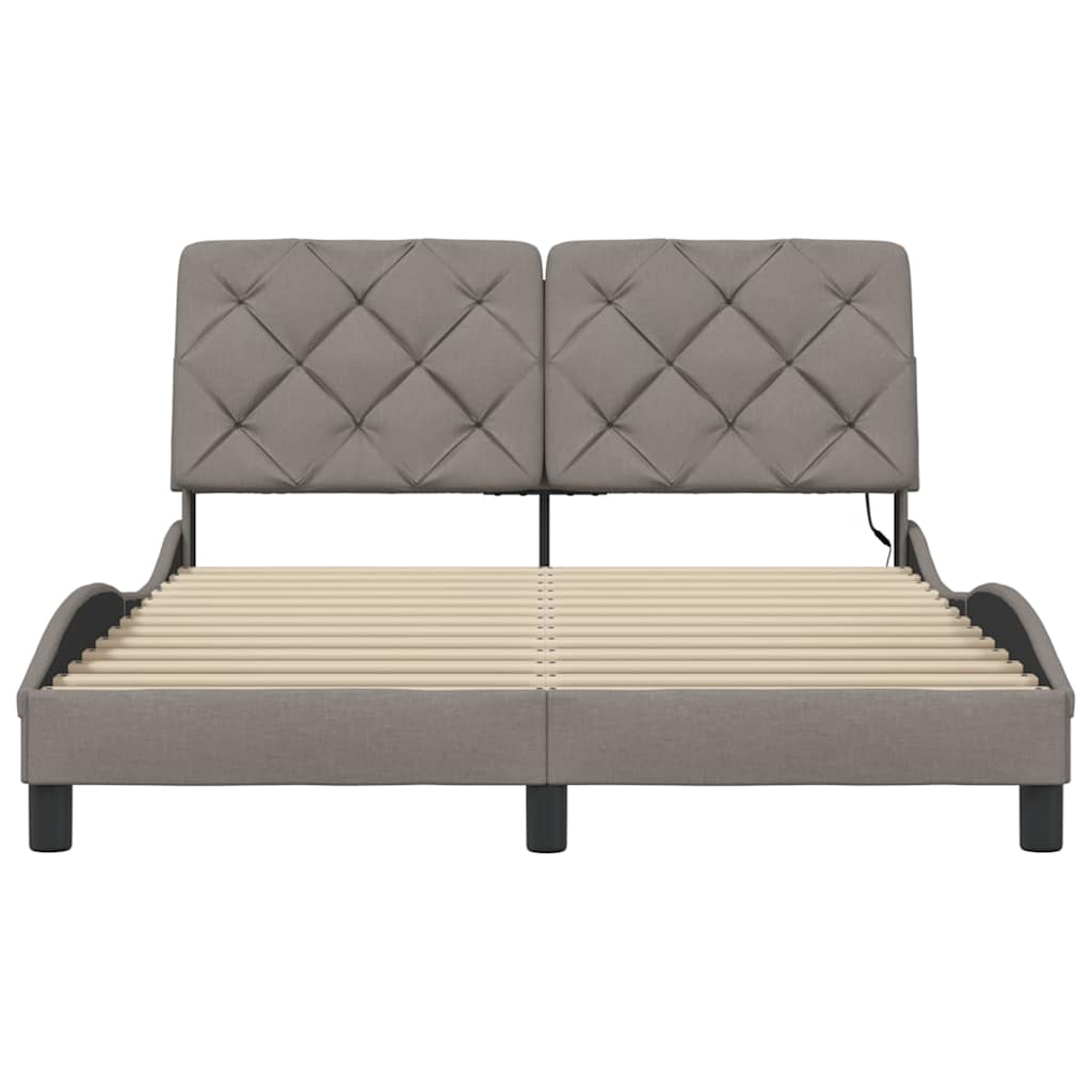 Bedframe met LED zonder matras 140x190 cm stof taupe is nu te koop bij PeponiXL, paradijselijk wonen!