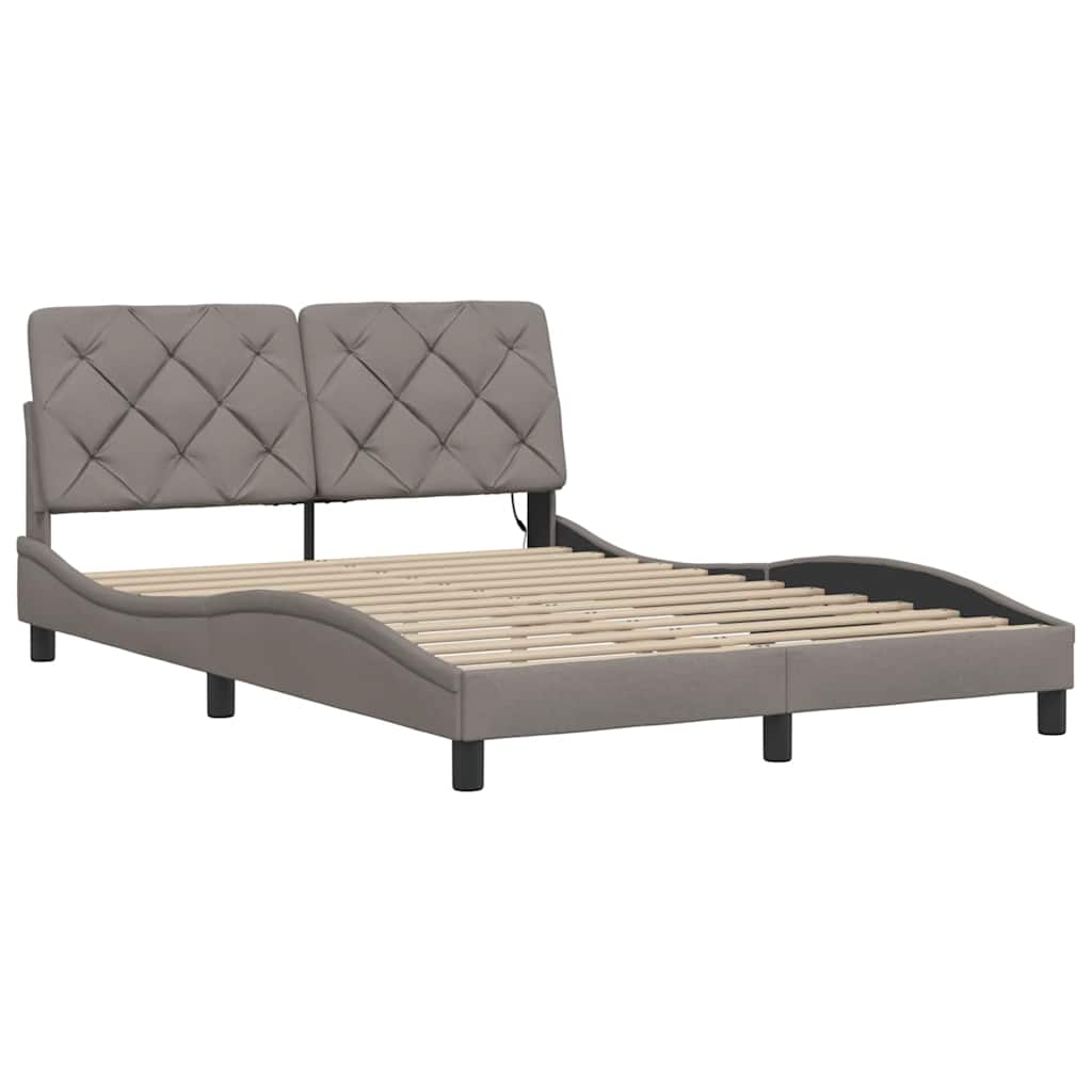 Bedframe met LED zonder matras 140x190 cm stof taupe is nu te koop bij PeponiXL, paradijselijk wonen!