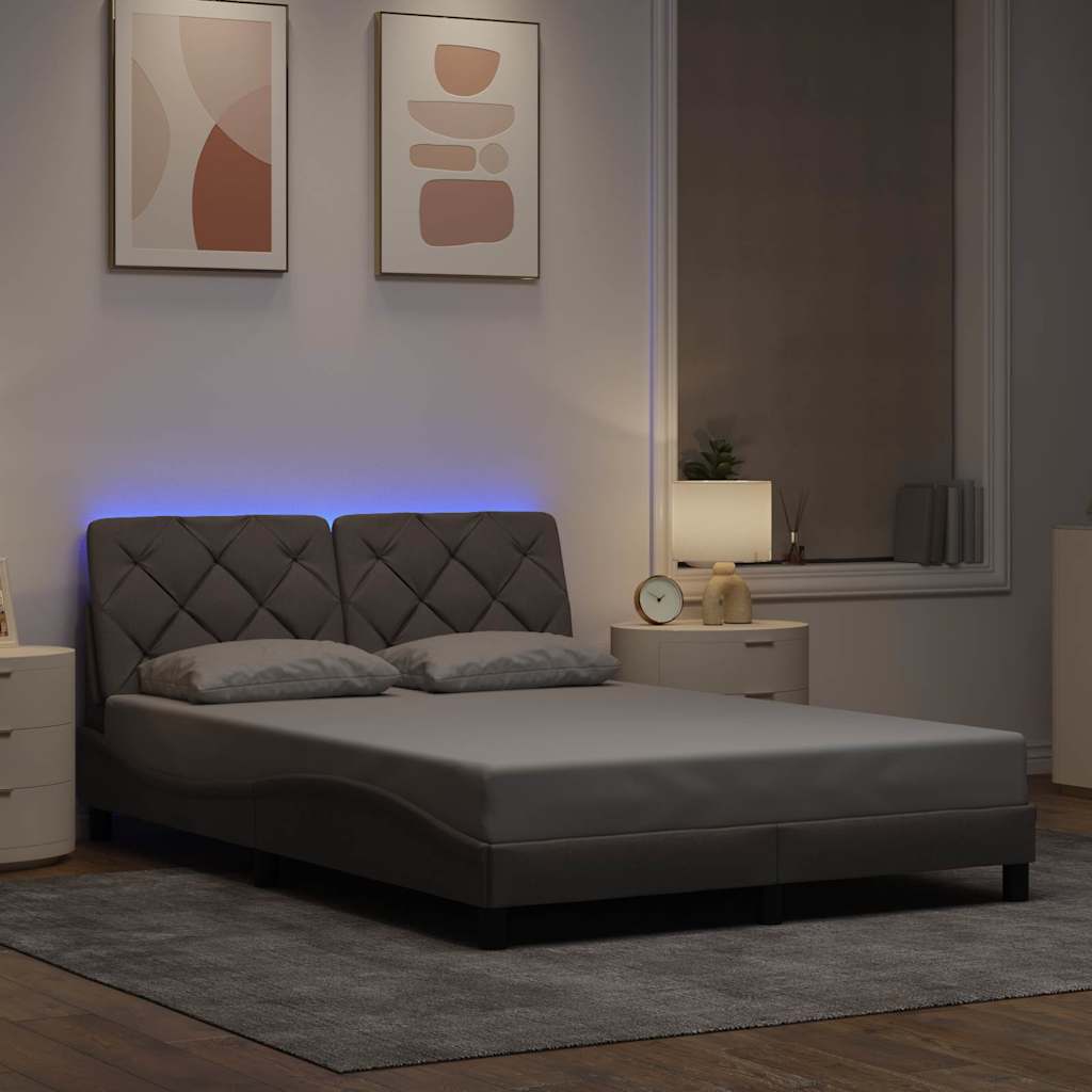 Bedframe met LED zonder matras 140x190 cm stof taupe is nu te koop bij PeponiXL, paradijselijk wonen!