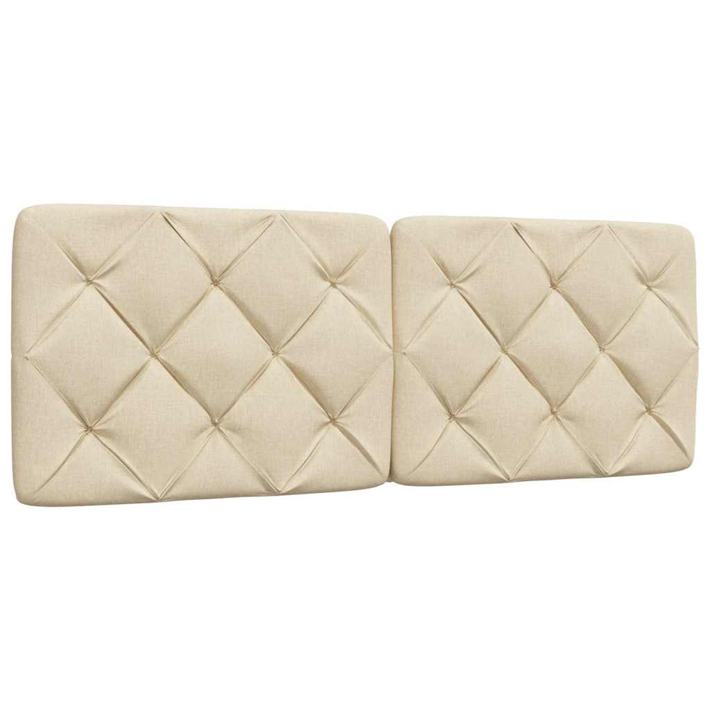 Bedframe met LED zonder matras 140x190 cm stof crème
