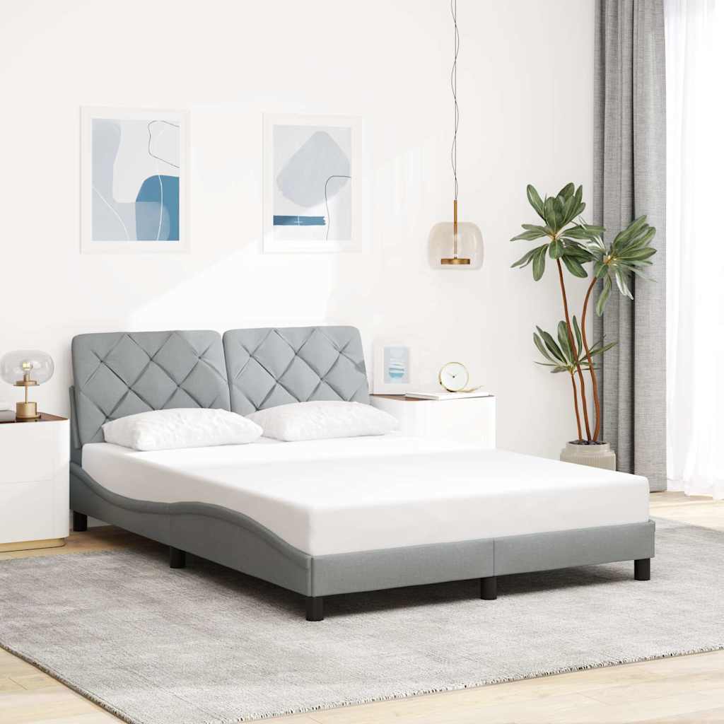 Bedframe met LED zonder matras stof 140x200 cm lichtgrijs is nu te koop bij PeponiXL, paradijselijk wonen!