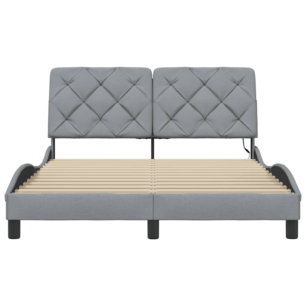 Bedframe met LED zonder matras stof 140x200 cm lichtgrijs is nu te koop bij PeponiXL, paradijselijk wonen!