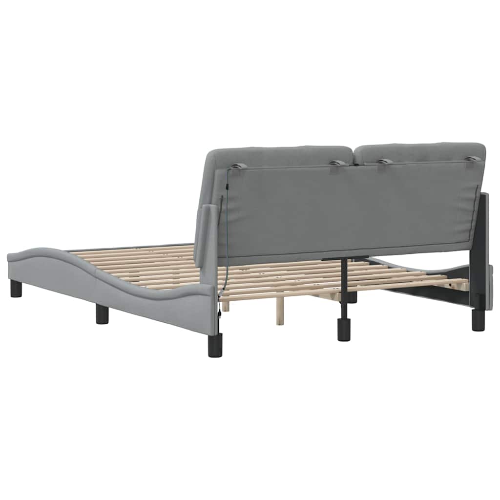 Bedframe met LED zonder matras stof 140x200 cm lichtgrijs is nu te koop bij PeponiXL, paradijselijk wonen!