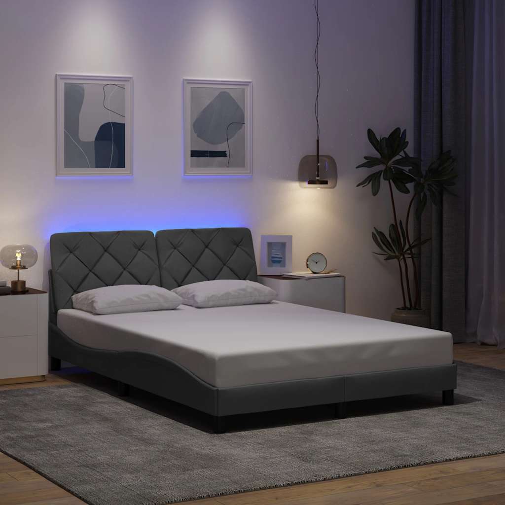 Bedframe met LED zonder matras stof 140x200 cm lichtgrijs is nu te koop bij PeponiXL, paradijselijk wonen!