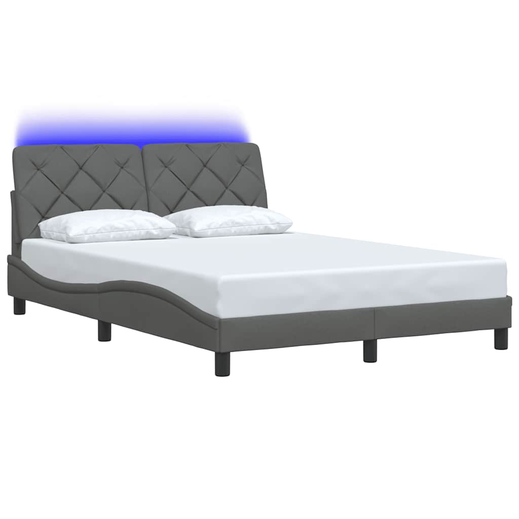 Bedframe met LED zonder matras 140x200 cm stof donkergrijs is nu te koop bij PeponiXL, paradijselijk wonen!