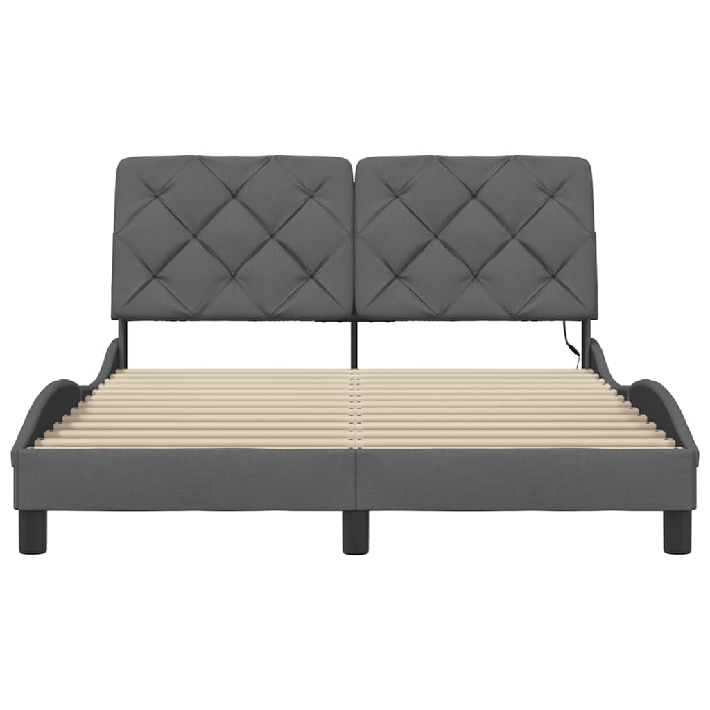 Bedframe met LED zonder matras 140x200 cm stof donkergrijs is nu te koop bij PeponiXL, paradijselijk wonen!