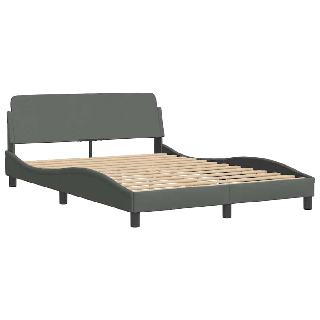 Bedframe met LED zonder matras 140x200 cm stof donkergrijs is nu te koop bij PeponiXL, paradijselijk wonen!