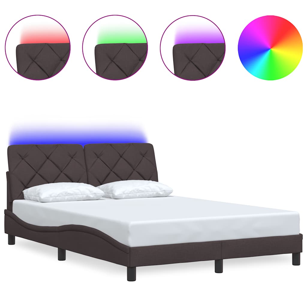 Bedframe met LED zonder matras 140x200 cm stof donkerbruin is nu te koop bij PeponiXL, paradijselijk wonen!
