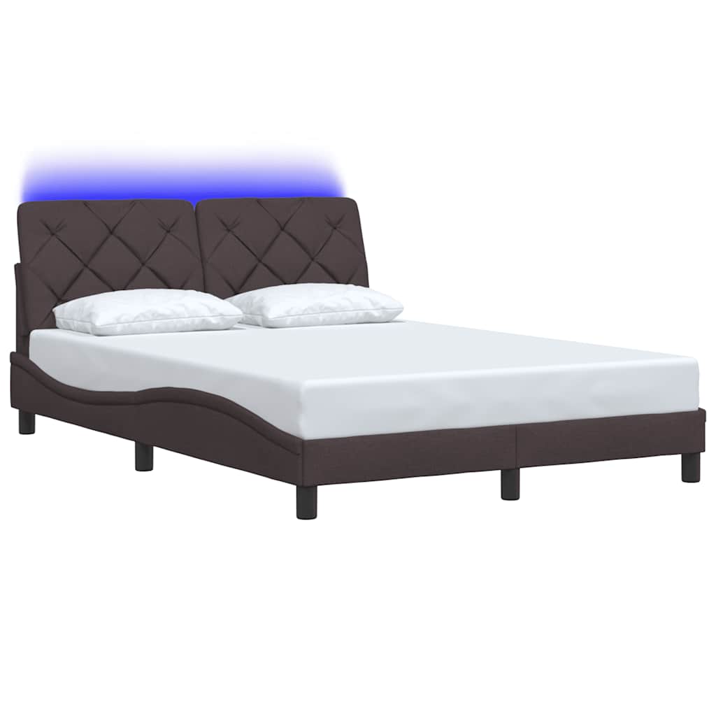 Bedframe met LED zonder matras 140x200 cm stof donkerbruin is nu te koop bij PeponiXL, paradijselijk wonen!