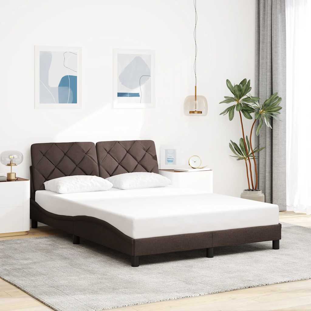Bedframe met LED zonder matras 140x200 cm stof donkerbruin is nu te koop bij PeponiXL, paradijselijk wonen!