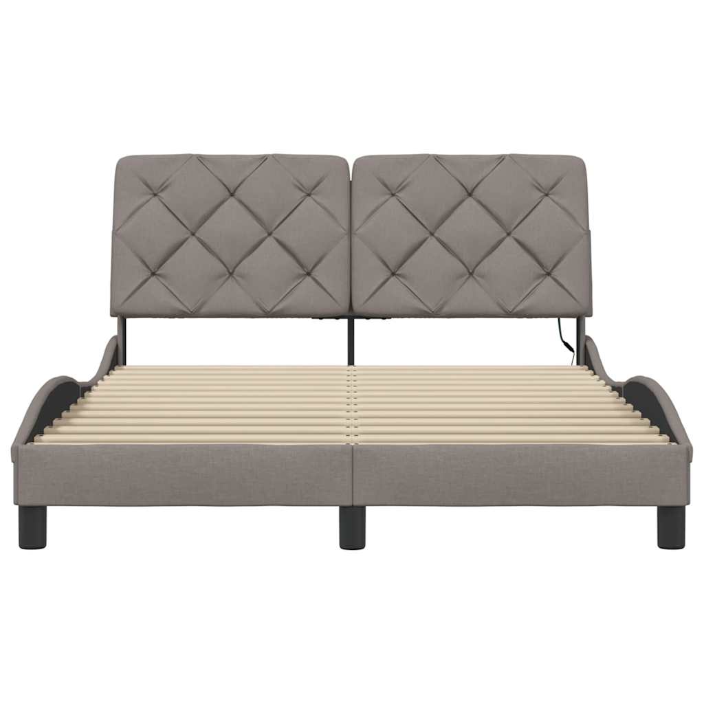 Bedframe met LED zonder matras 140x200 cm stof taupe is nu te koop bij PeponiXL, paradijselijk wonen!