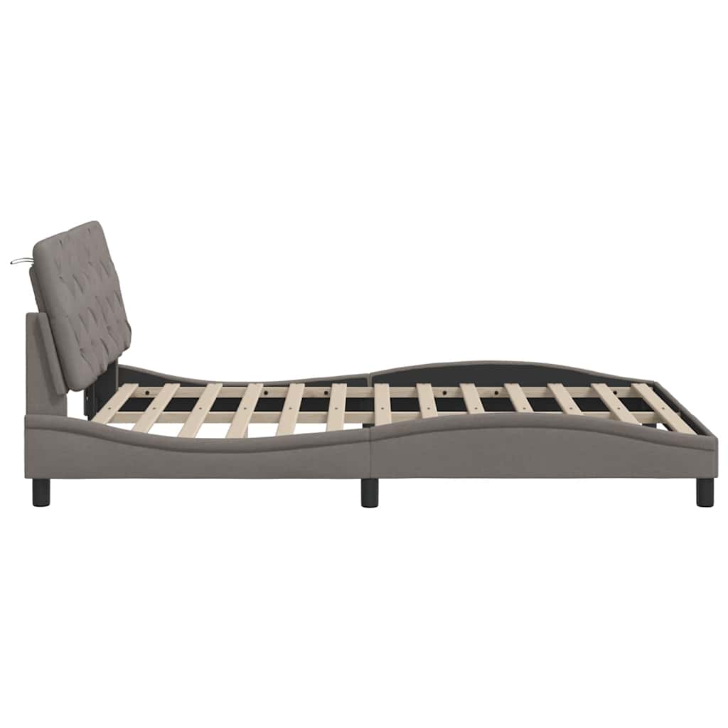 Bedframe met LED zonder matras 140x200 cm stof taupe is nu te koop bij PeponiXL, paradijselijk wonen!