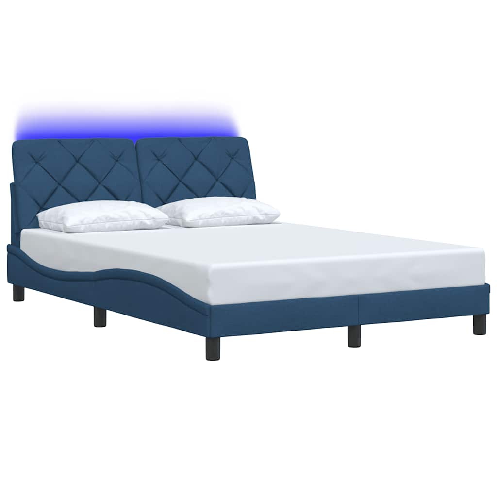Bedframe met LED zonder matras 140x200 cm stof blauw is nu te koop bij PeponiXL, paradijselijk wonen!