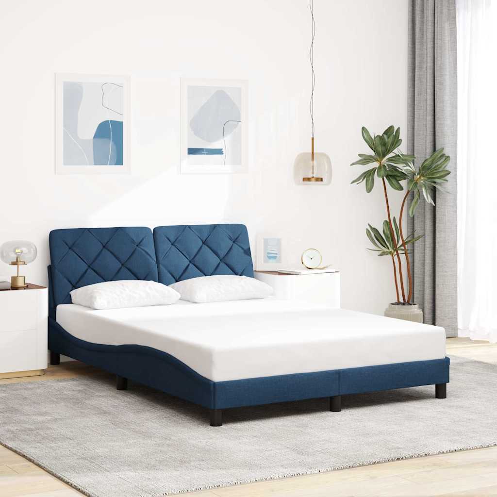 Bedframe met LED zonder matras 140x200 cm stof blauw is nu te koop bij PeponiXL, paradijselijk wonen!