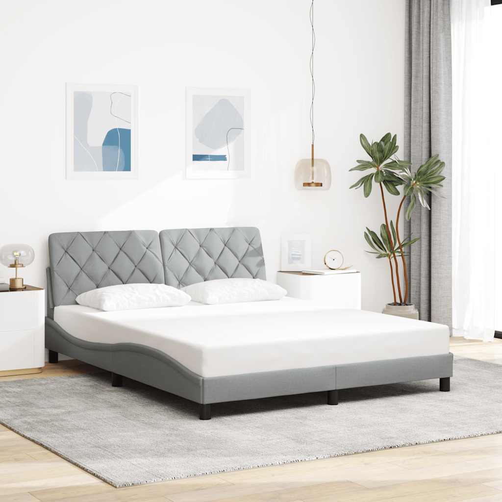 Bedframe met LED zonder matras 160x200 cm stof lichtgrijs is nu te koop bij PeponiXL, paradijselijk wonen!