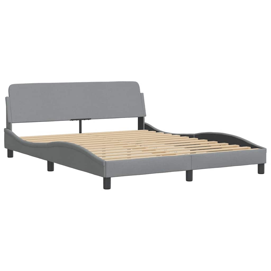 Bedframe met LED zonder matras 160x200 cm stof lichtgrijs is nu te koop bij PeponiXL, paradijselijk wonen!