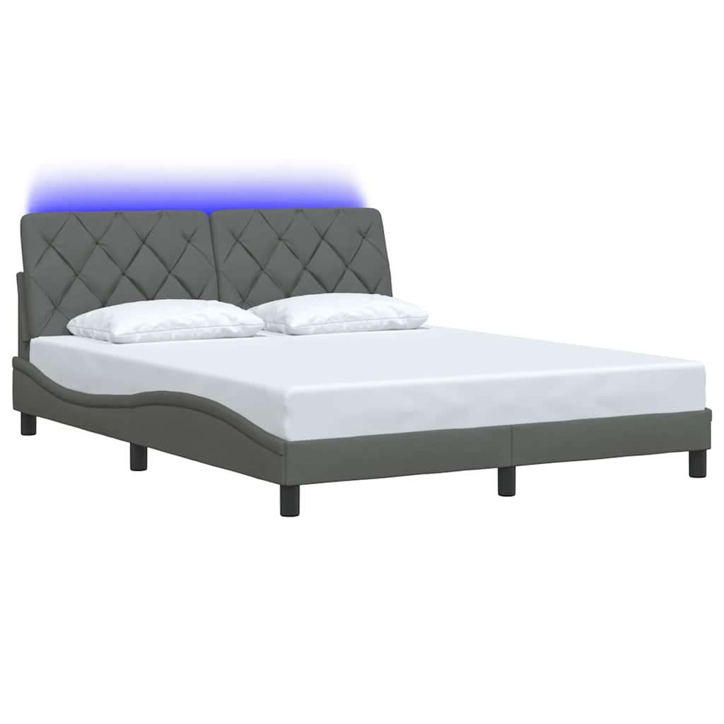 Bedframe met LED zonder matras 160x200 cm stof donkergrijs is nu te koop bij PeponiXL, paradijselijk wonen!