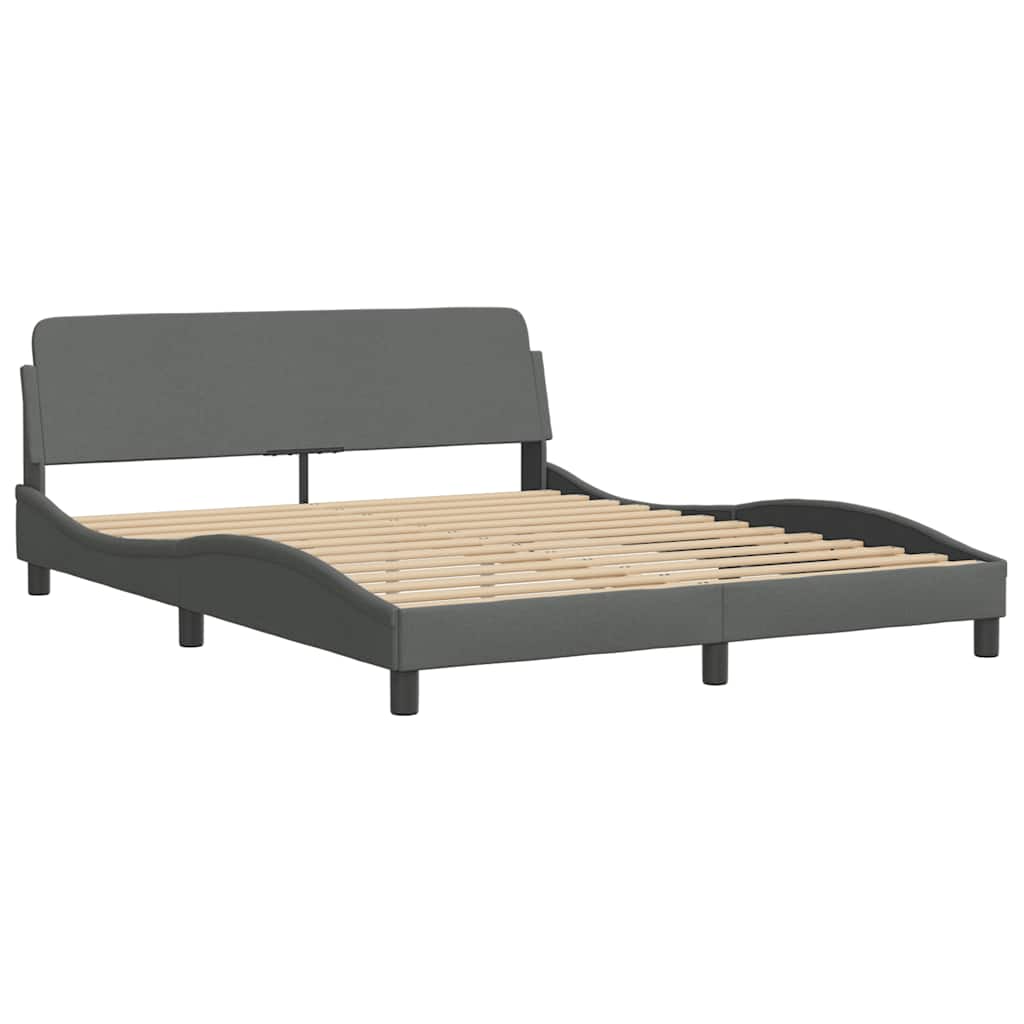 Bedframe met LED zonder matras 160x200 cm stof donkergrijs is nu te koop bij PeponiXL, paradijselijk wonen!