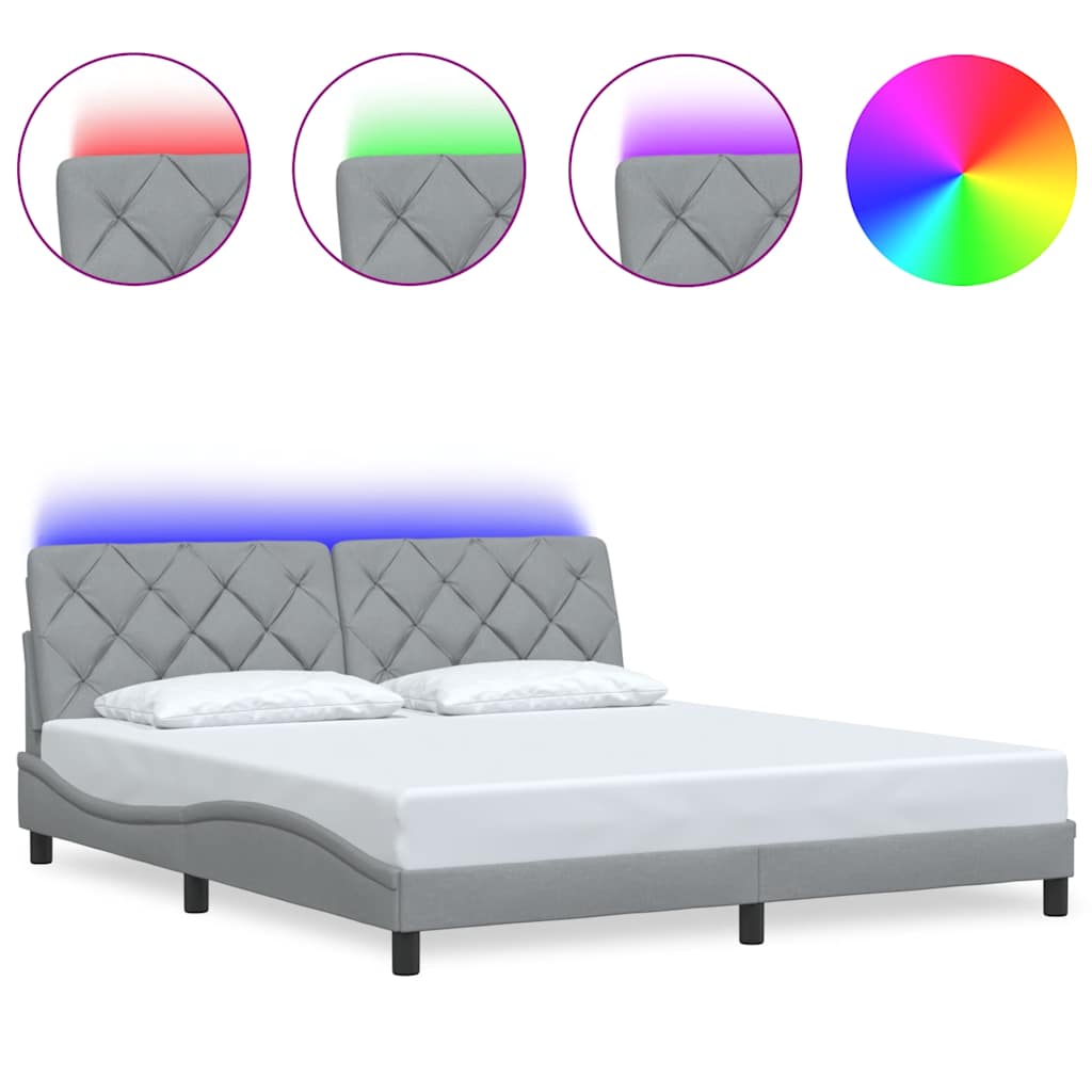 Bedframe met LED zonder matras stof 180x200 cm lichtgrijs is nu te koop bij PeponiXL, paradijselijk wonen!