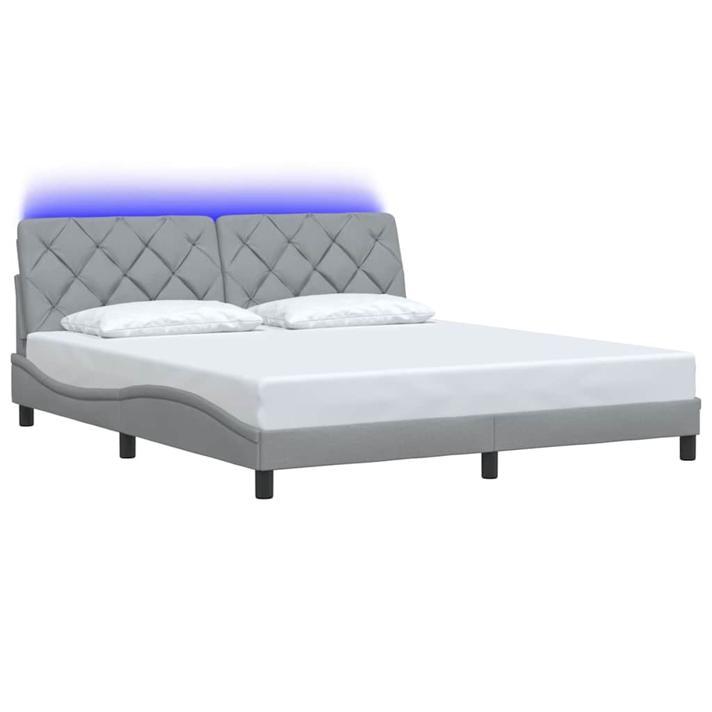 Bedframe met LED zonder matras stof 180x200 cm lichtgrijs is nu te koop bij PeponiXL, paradijselijk wonen!