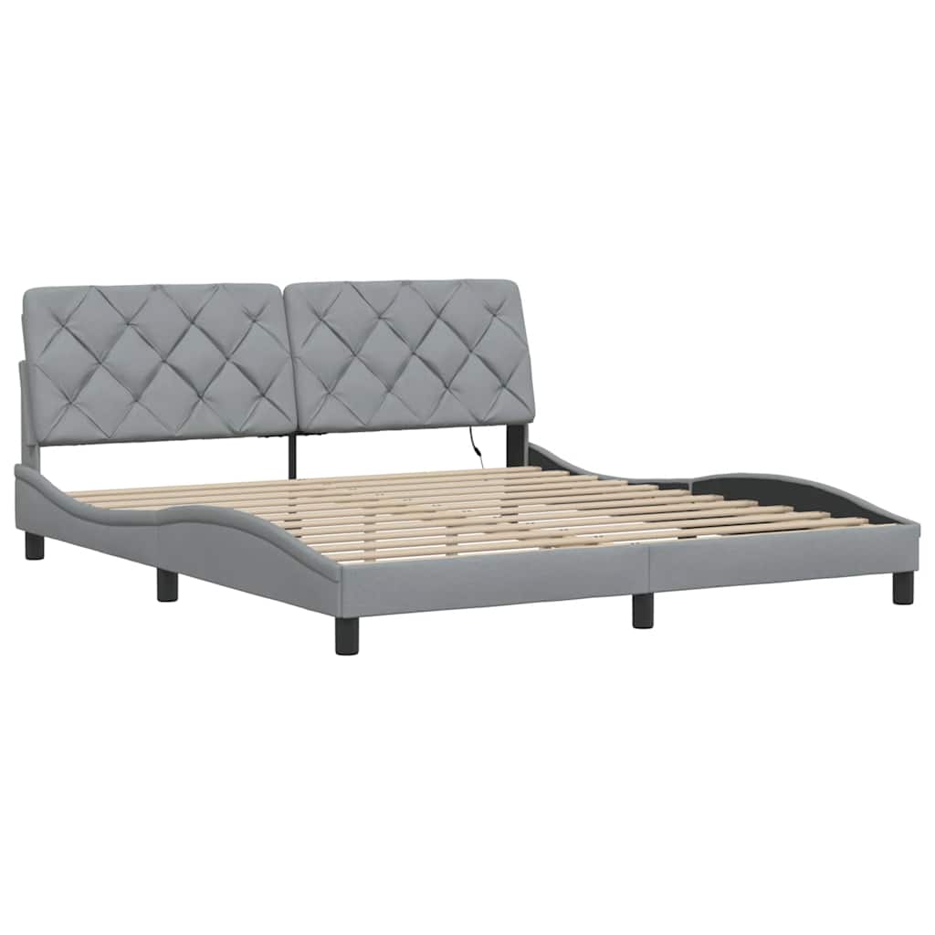 Bedframe met LED zonder matras stof 180x200 cm lichtgrijs is nu te koop bij PeponiXL, paradijselijk wonen!