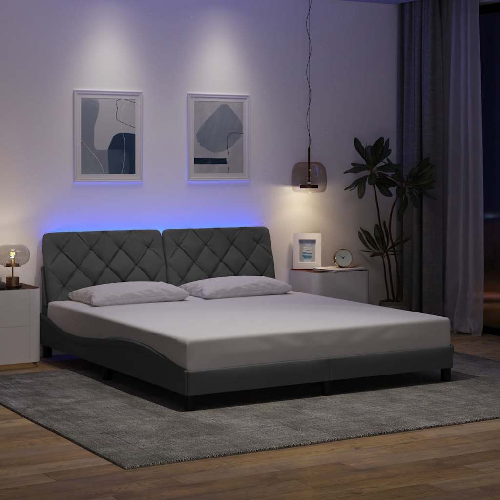 Bedframe met LED zonder matras stof 180x200 cm lichtgrijs is nu te koop bij PeponiXL, paradijselijk wonen!