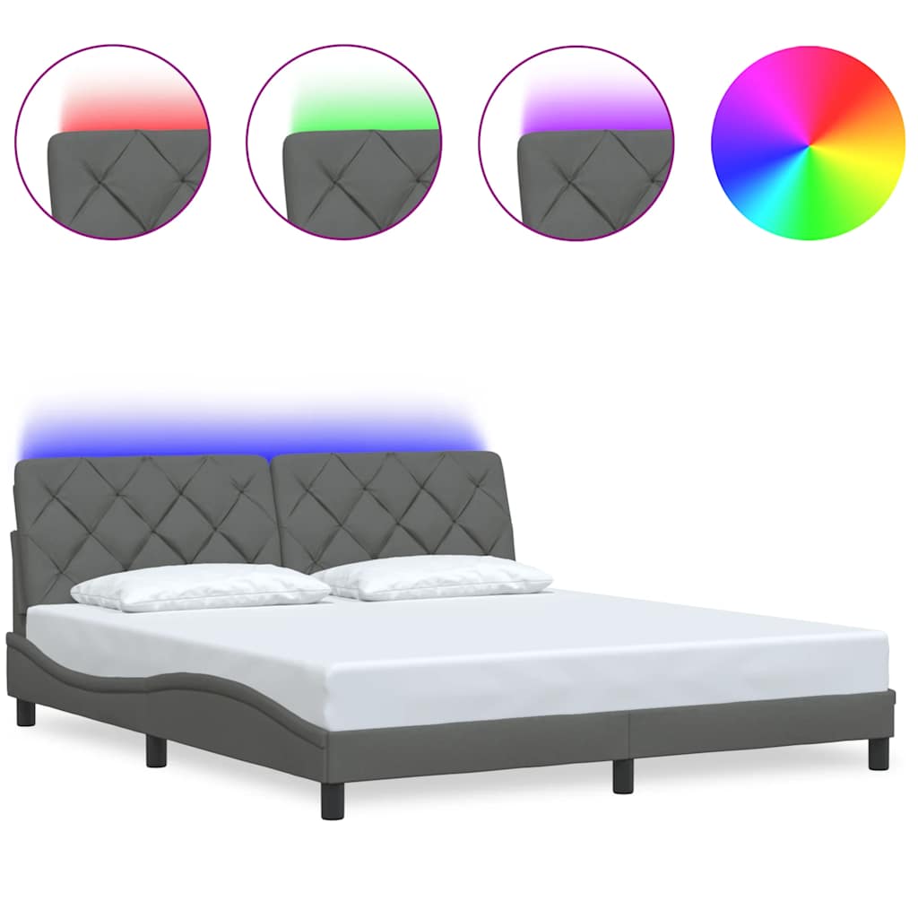 Bedframe met LED zonder matras 180x200 cm stof donkergrijs is nu te koop bij PeponiXL, paradijselijk wonen!